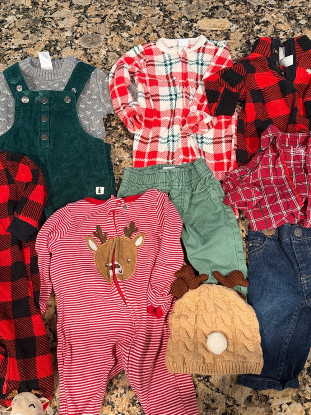 Cozy Holiday Baby Bundle — Plaid & Reindeer Prints 3m